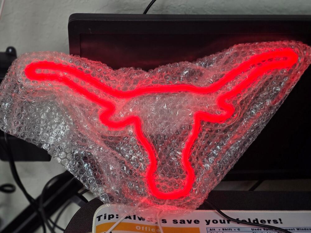 Longhorn Bull Head LED Neon Sign Orange USB Wall Decor 14.9 x 8.4 in